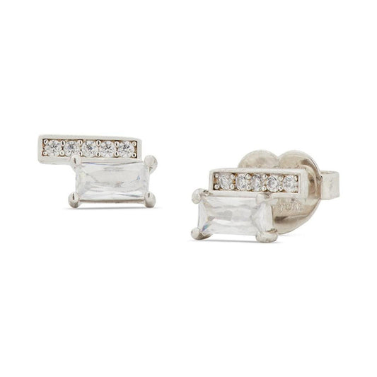 Pavé & Baguette Crystal Stud Earrings