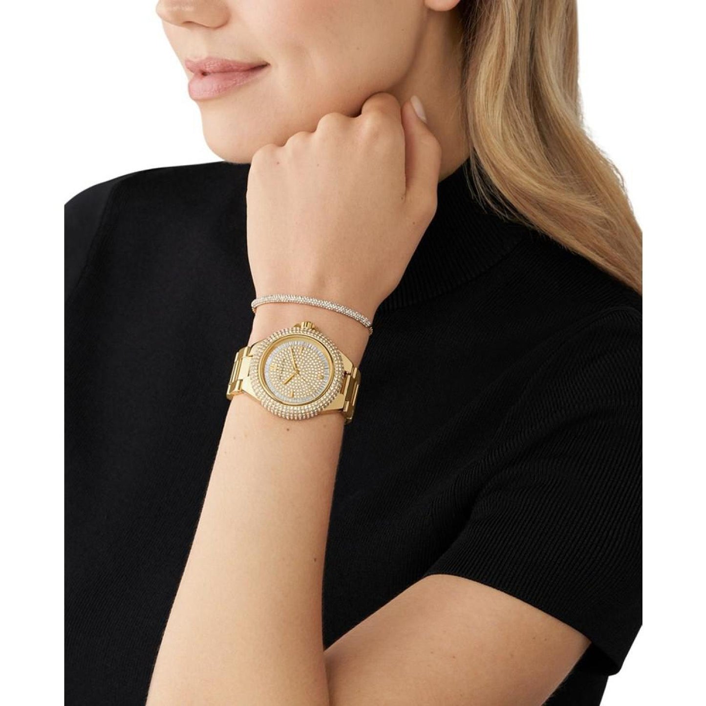 Women's Camille Three-Hand Gold-Tone Stainless Steel Bracelet Watch 43mm and Stainless Steel Bracelet Set, 2 Pieces. Created for Macy's