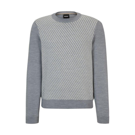 Crew-neck sweater with jacquard-woven pattern