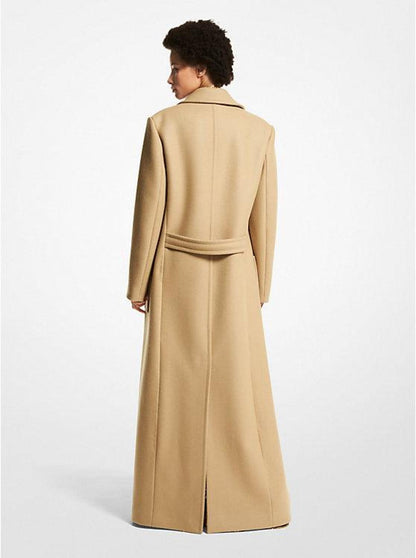 Wool Melton Paillette-Lined Coat