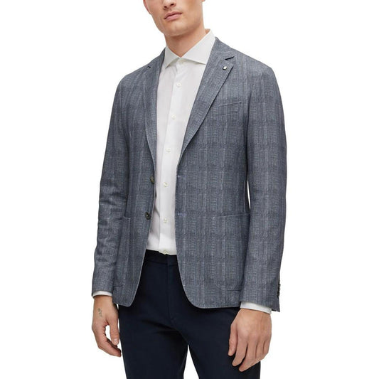 Men's Slim-Fit Checked Stretch Cotton Jacket