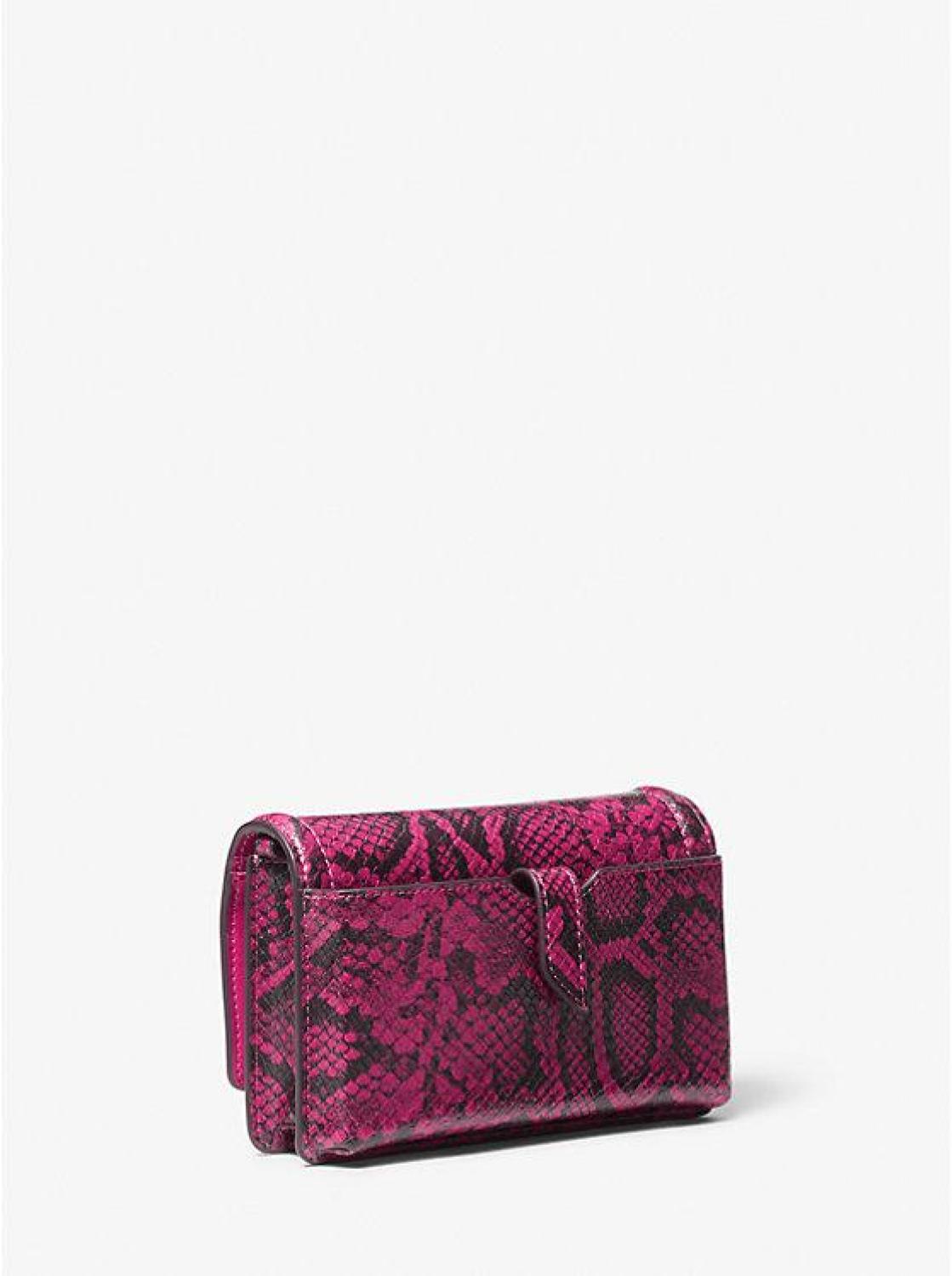 Jet Set Small Snake Embossed Leather Smartphone Crossbody Bag