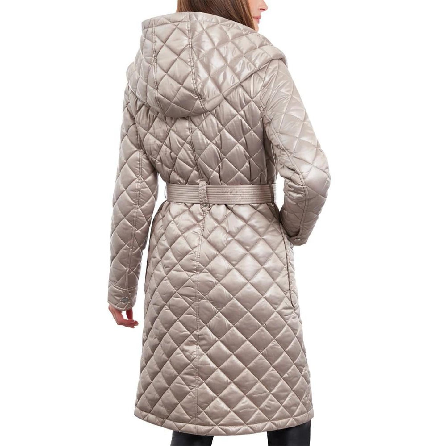 Women's Hooded Belted Quilted Coat