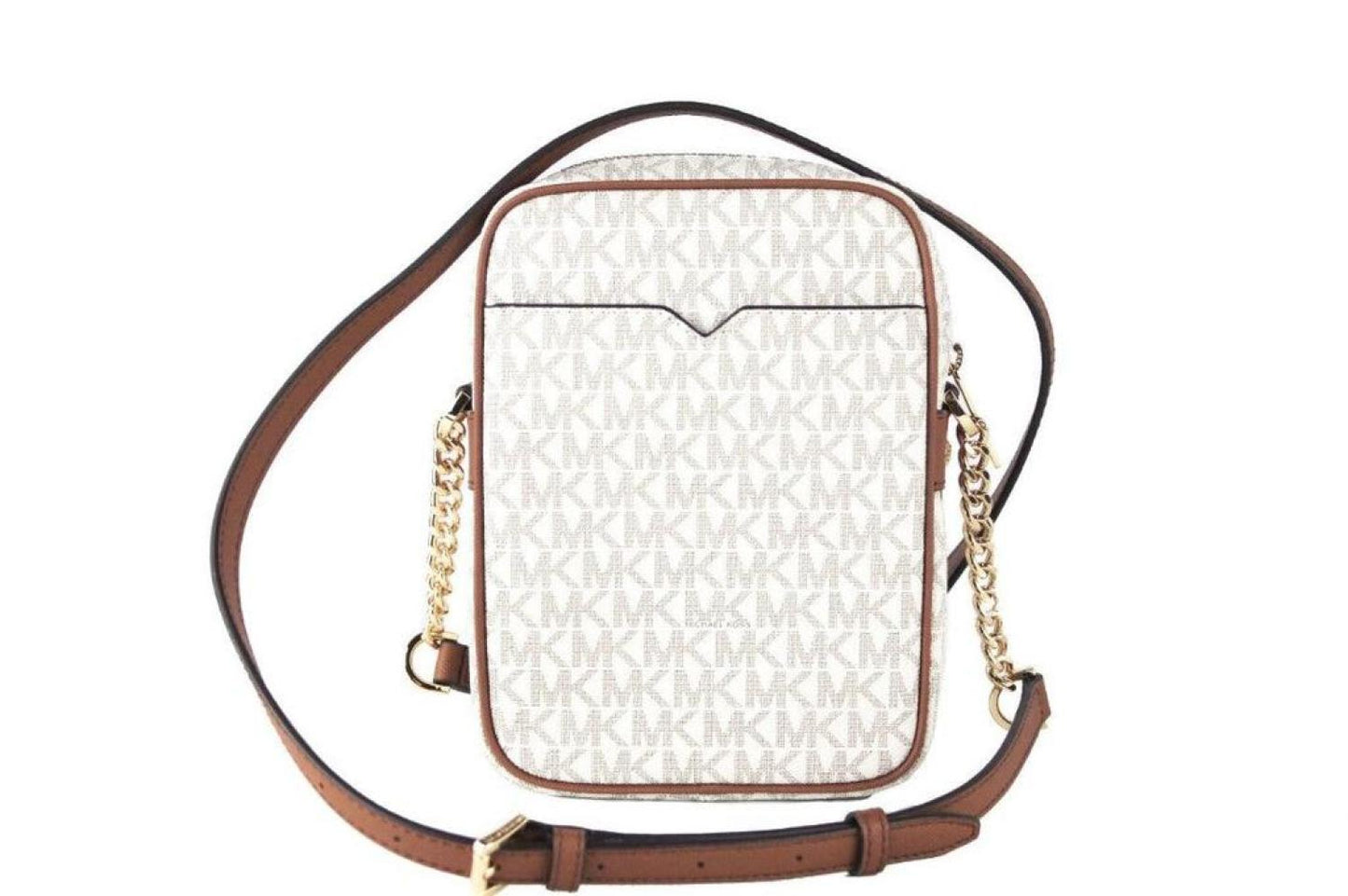 Michael Kors Jet Set Medium ivory PVC North South Chain Crossbody Women's Handbag