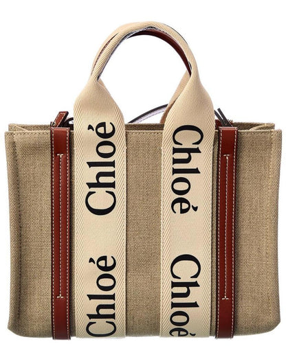 Chloé Woody Small Canvas & Leather Tote