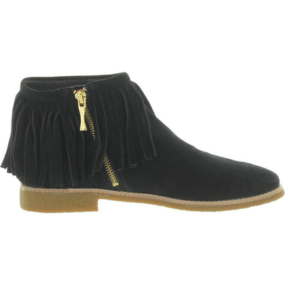 Betsie Womens Suede Fringe Ankle Boots