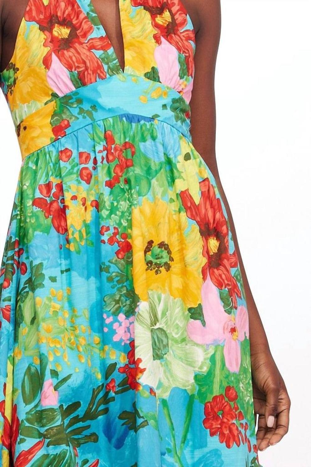 One-Shoulder Tie Maxi Floral Dress In Matisse