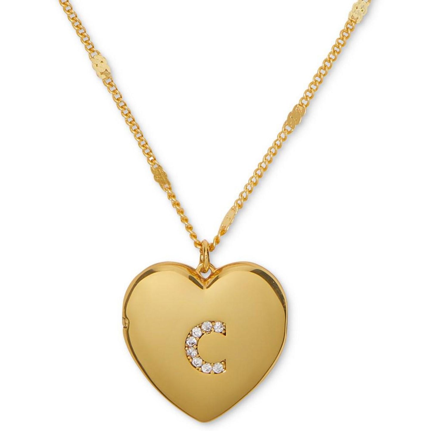 Gold-Tone Crystal A Locket Pendant Necklace, 16" + 3" extender