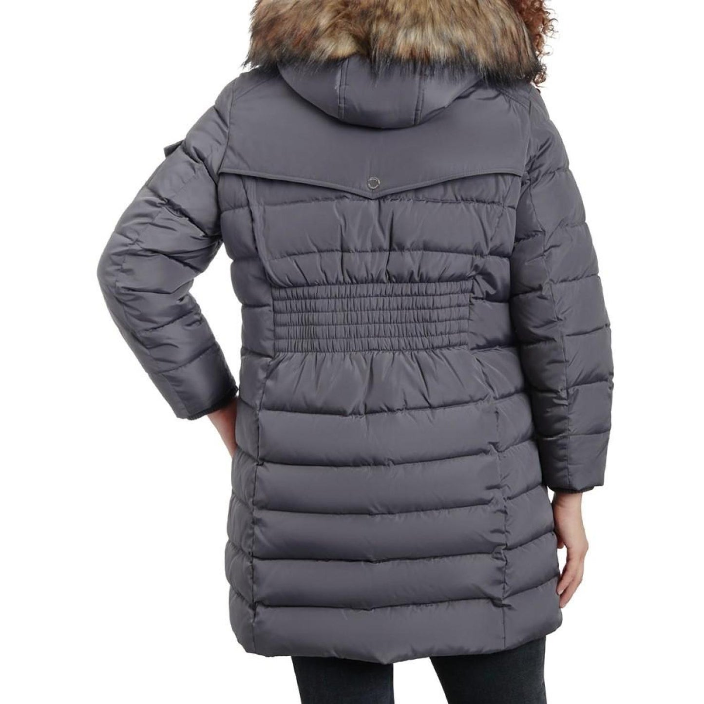 Women's Plus Size Faux-Fur-Trim Hooded Puffer Coat, Created for Macy's