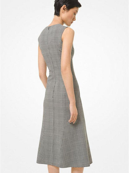 Glen Plaid Stretch Wool Sheath Dress