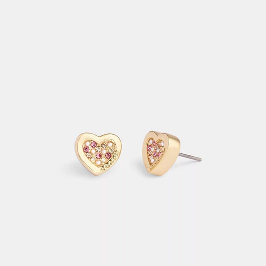 Coach Outlet Pavé Heart Stud Earrings