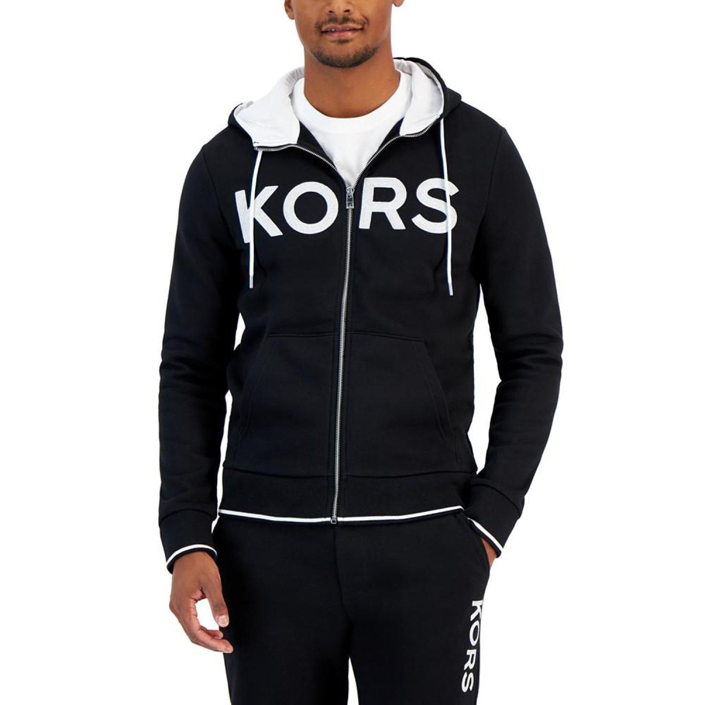 Men's Zip-Front Fleece Logo Hoodie