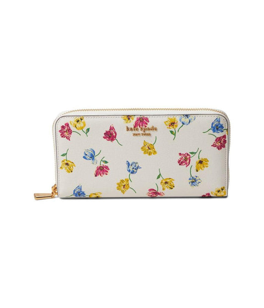 Morgan Tulip Toss Printed Soft Milling PVC Zip Around Continental Wallet