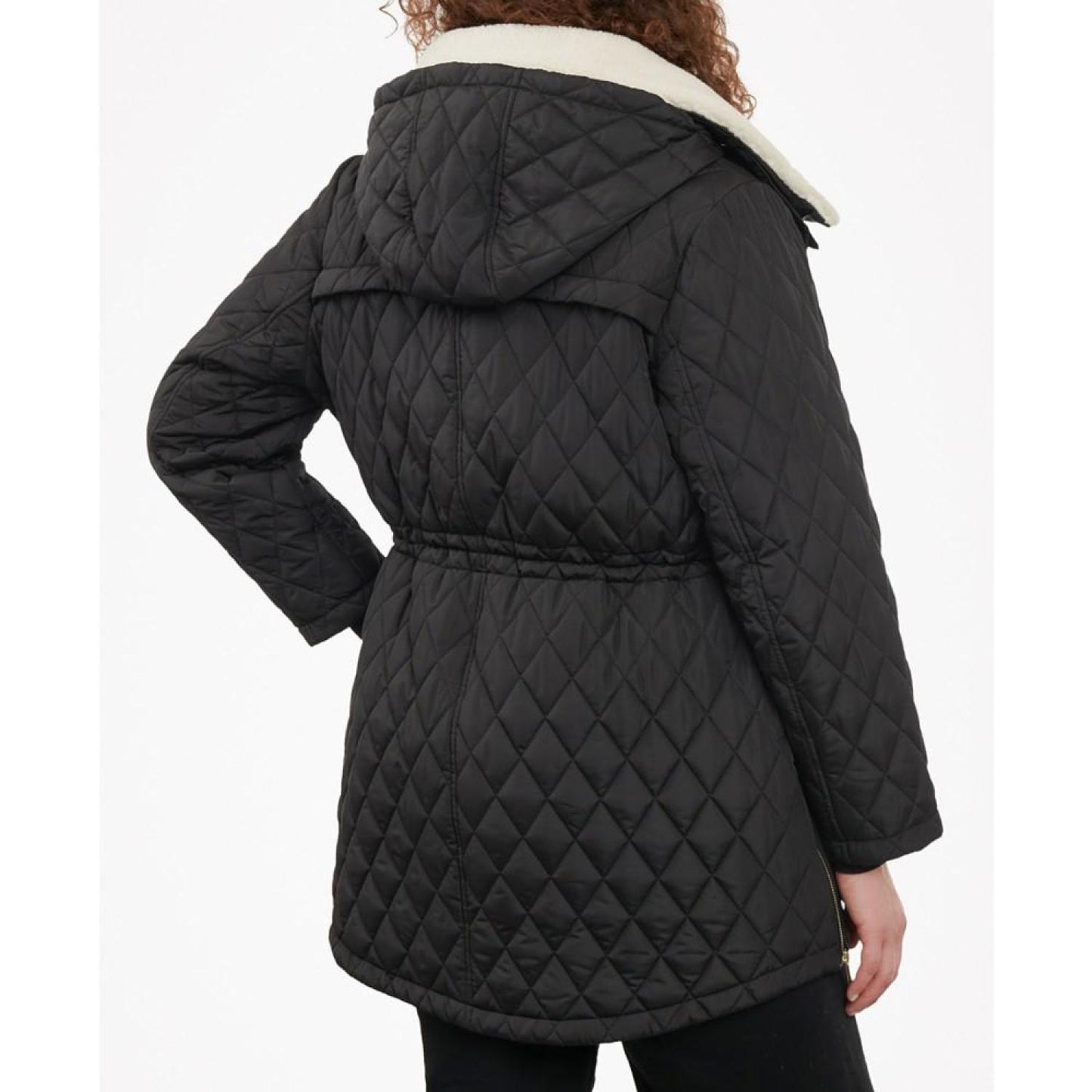 Women's Plus Size Faux-Fur-Collar Quilted Coat