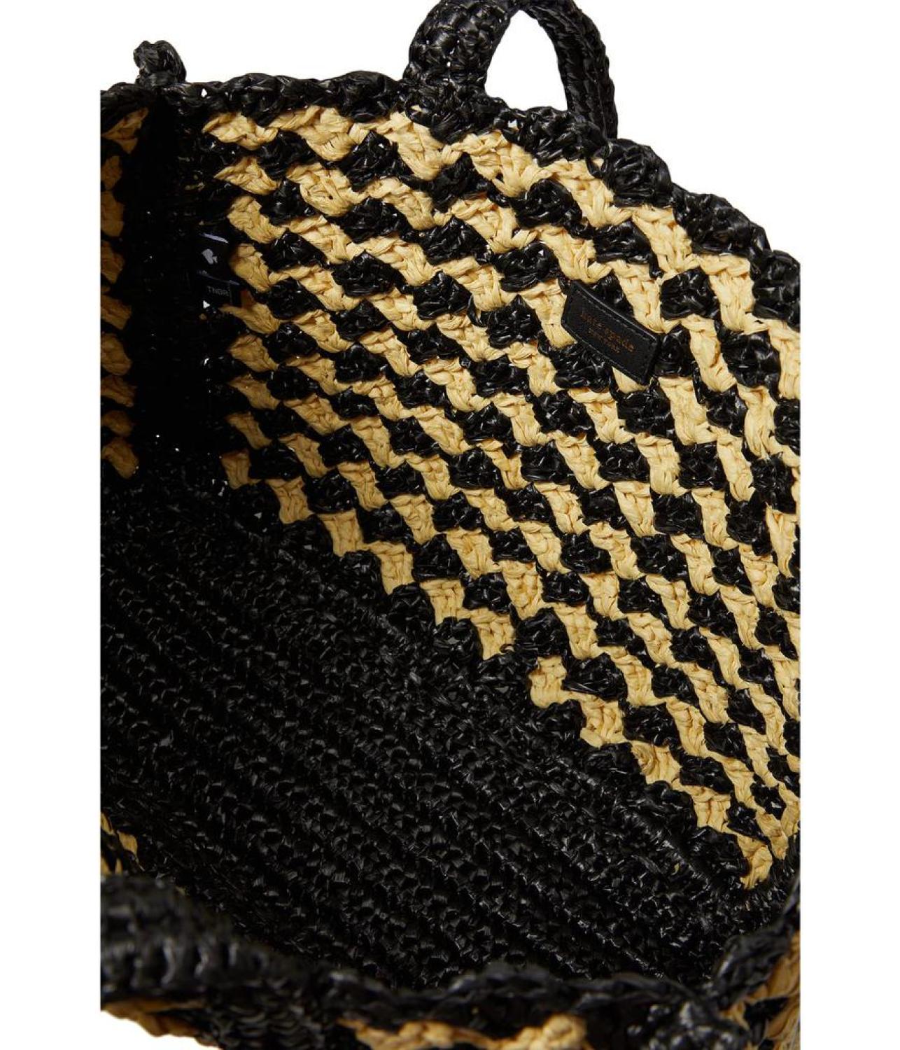 High Tide Striped Crochet Raffia Medium Tote