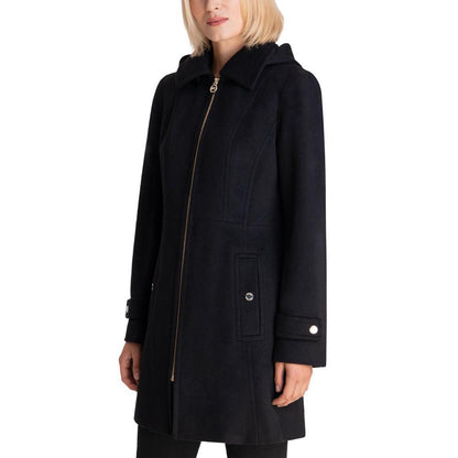 Women's Petite Hooded Notched-Collar Coat, Created for Macy's