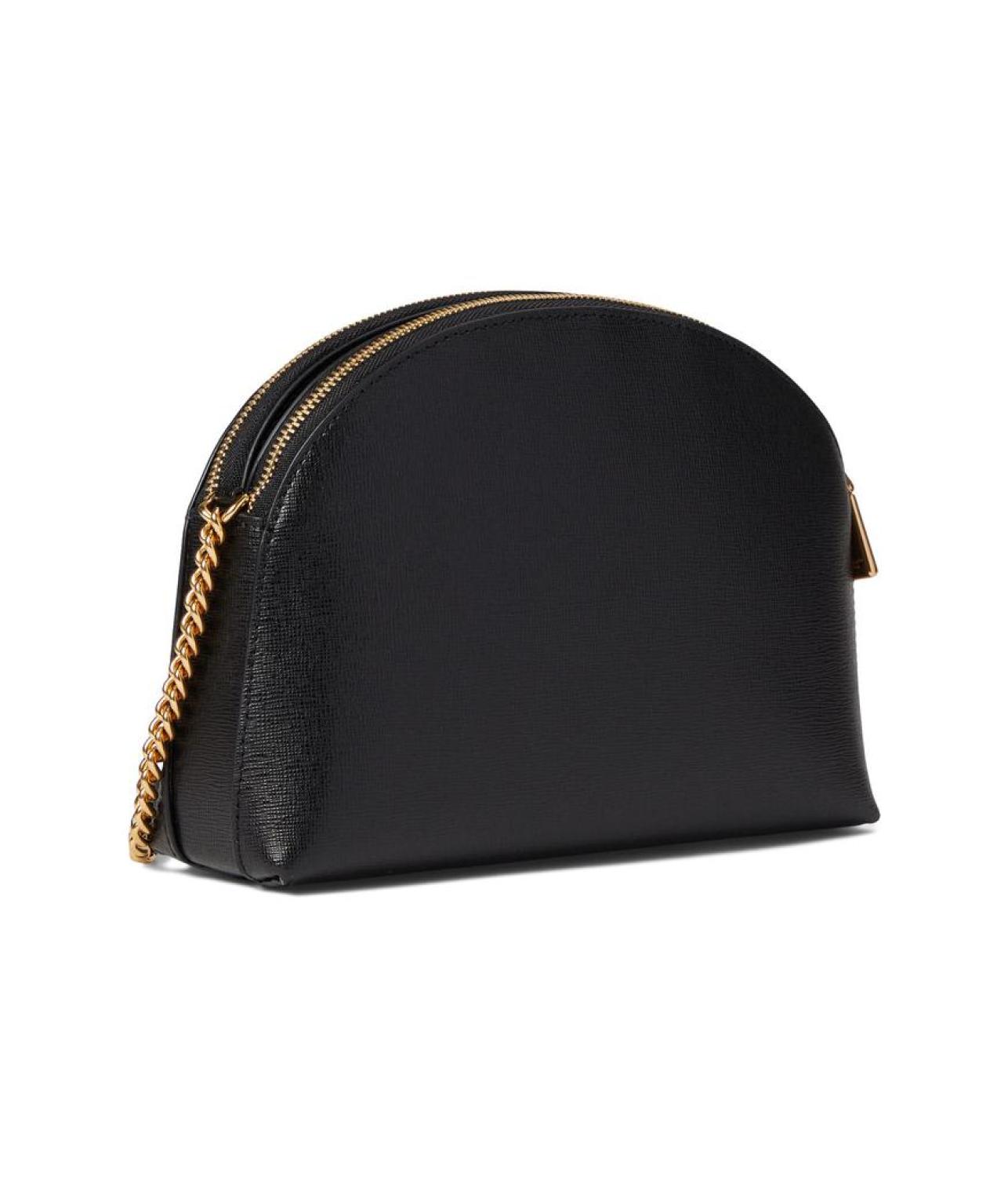 Morgan Saffiano Leather Double Zip Dome Crossbody