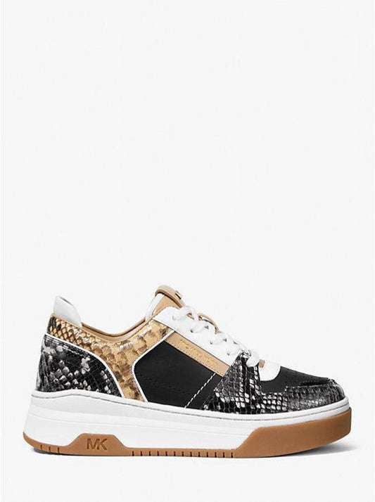 Lexi Two-Tone Snake Embossed Leather Trainer