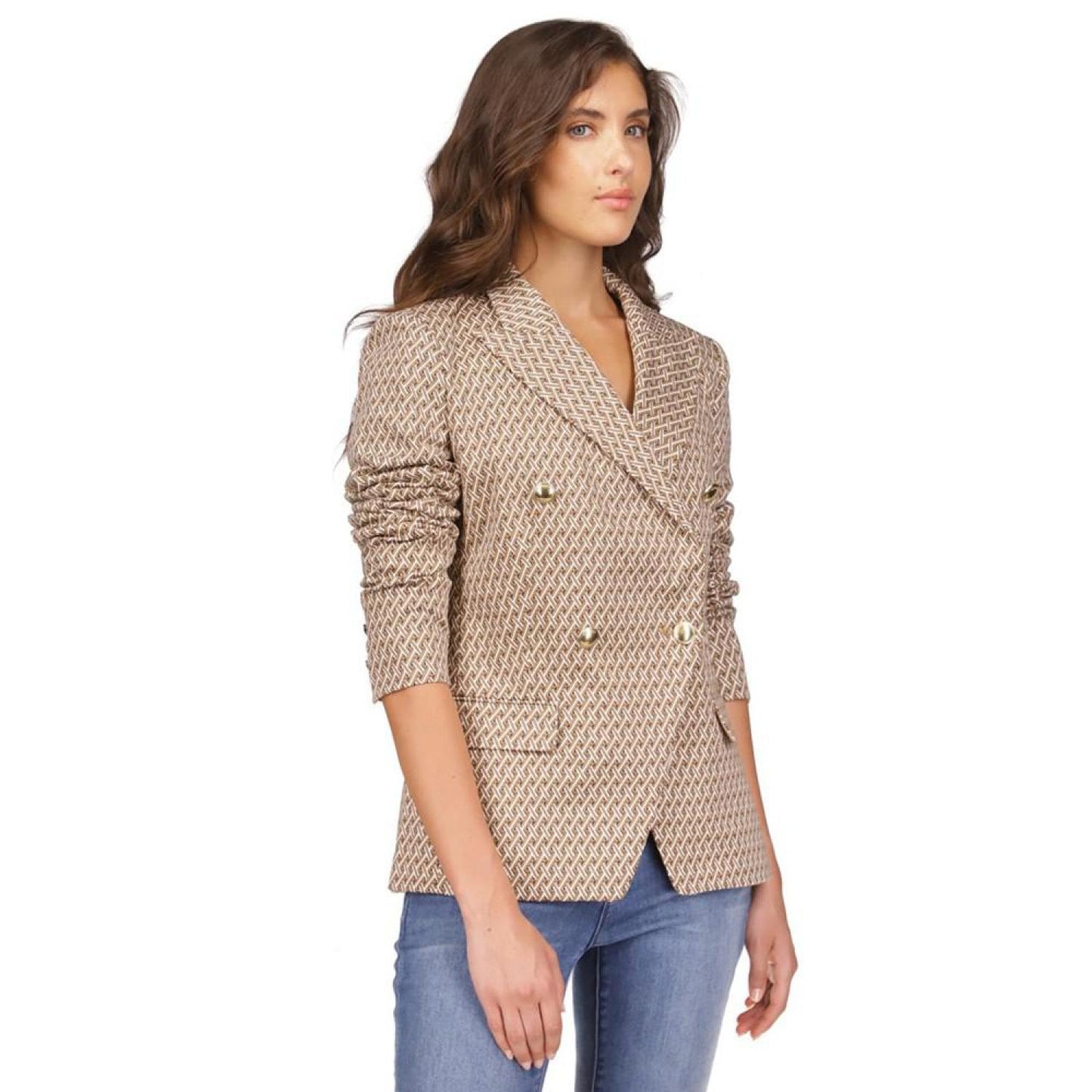 Women's Geo-Print Peak-Lapel Blazer