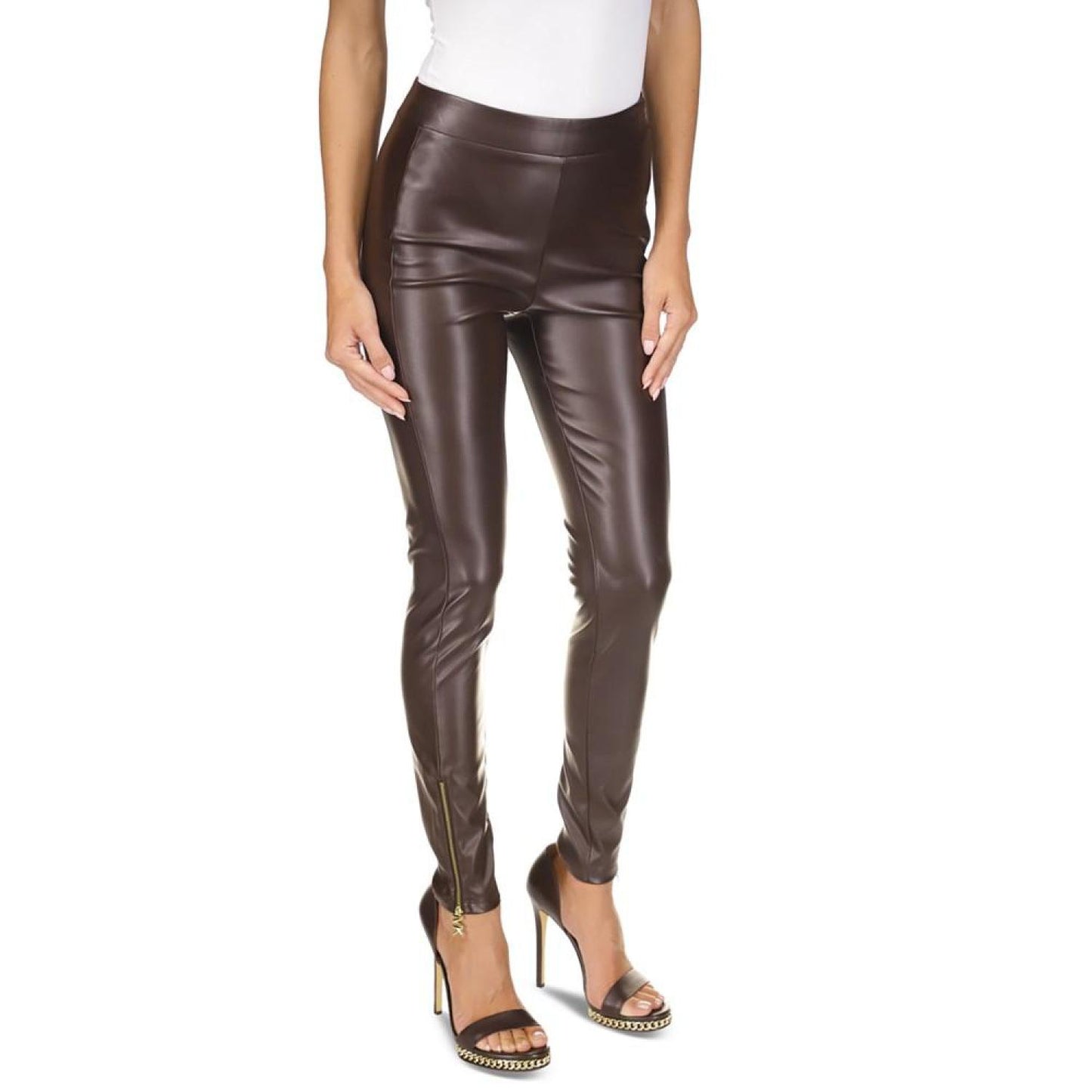 Women's Faux-Leather Zip-Ankle Leggings