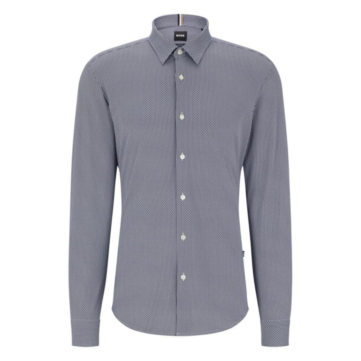 Slim-fit shirt in patterned performance-stretch jersey