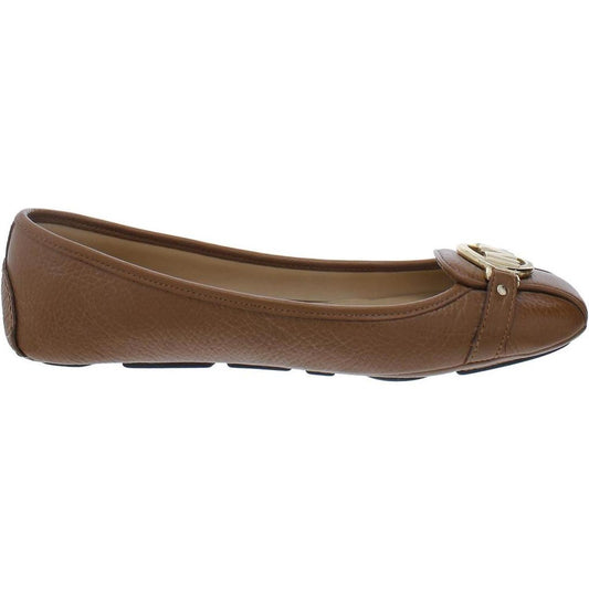 Womens Leather Square Toe Ballet Flats