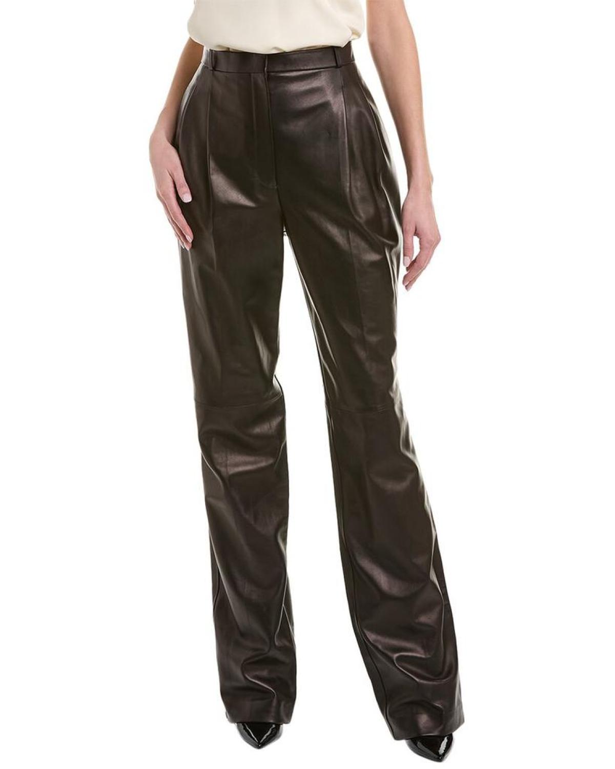 Michael Kors Collection Mika Leather Pleated Pant