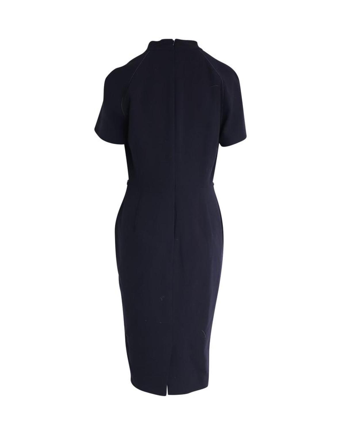 Max Mara Workwear Shift Dress in Blue Virgin Wool