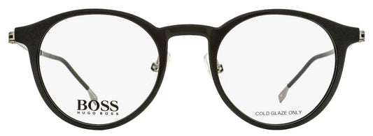 Hugo Boss Men's Round Eyeglasses B1350F TI7 Black/Ruthenium 49mm