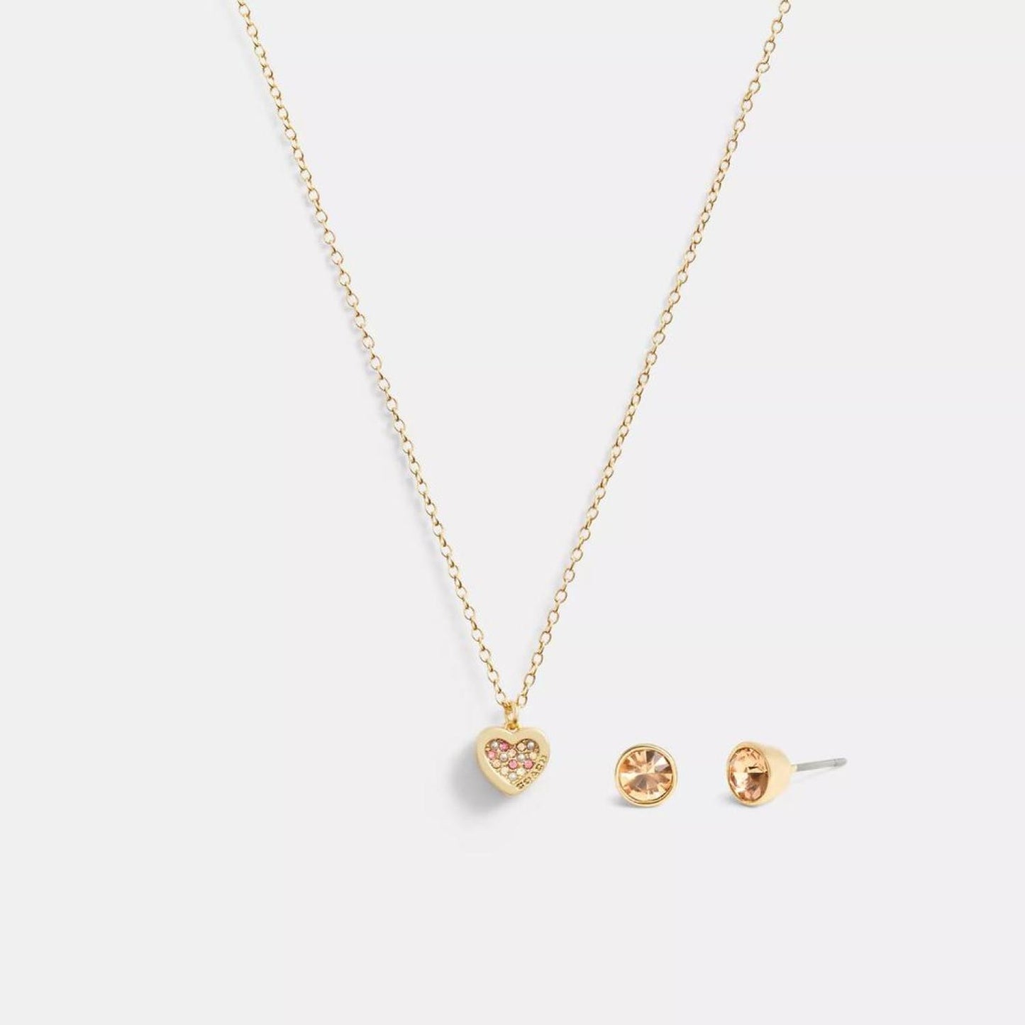 Coach Outlet Pavé Heart Necklace And Stud Set