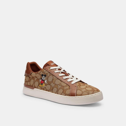 Coach Outlet Disney X Coach Clip Low Top Sneaker In Signature Jacquard With Mickey Mouse