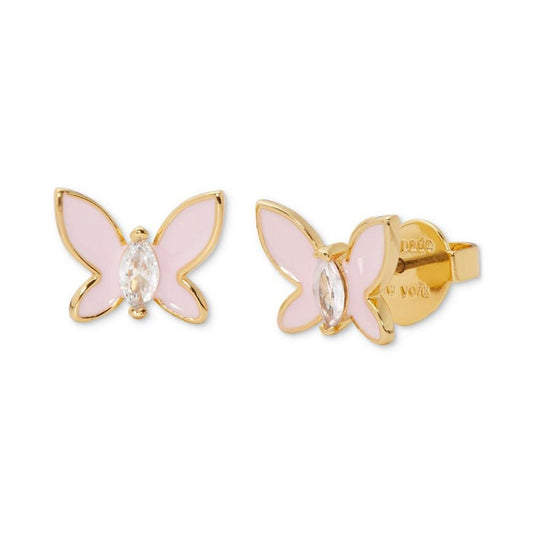 Gold-Tone Cubic Zirconia & Colored Butterfly Mini Stud Earrings