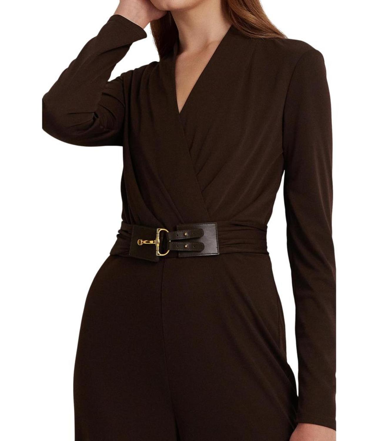 Belted Jersey Surplice Jumpsuit