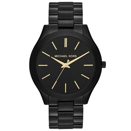 Unisex Slim Runway Black-Tone Stainless Steel Bracelet Watch