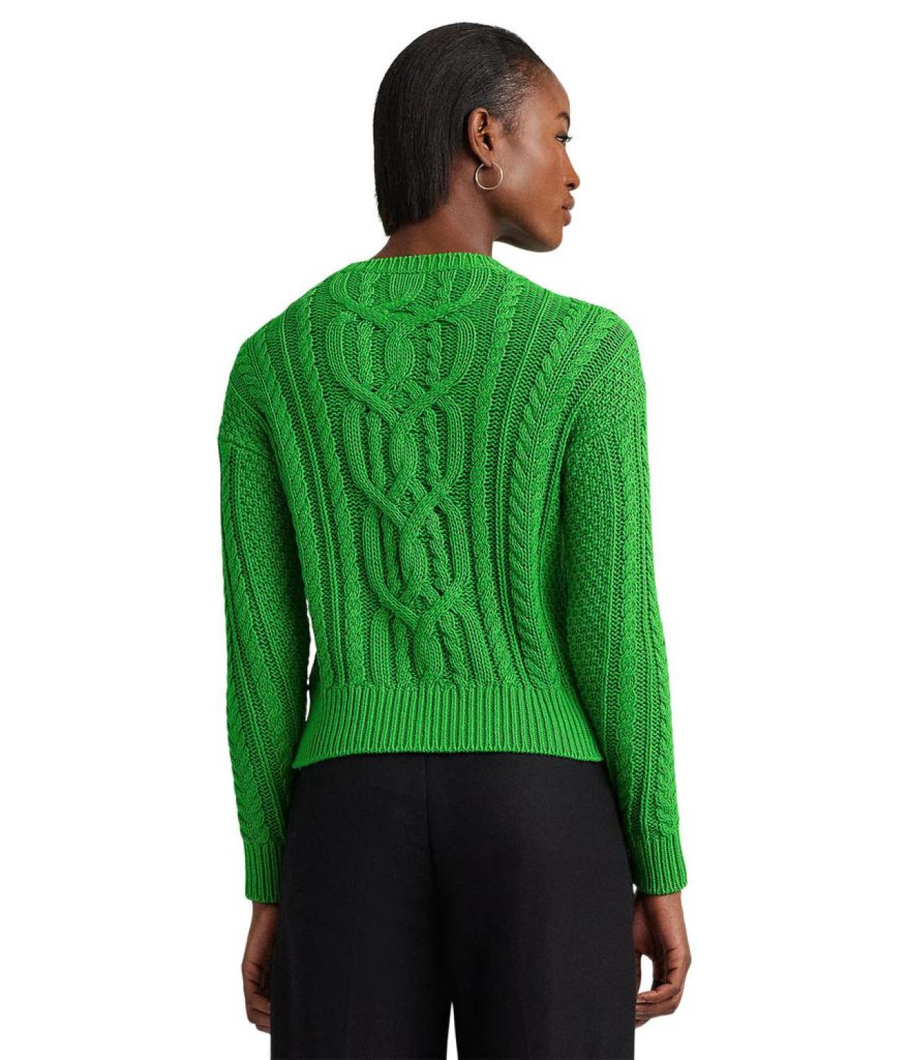 Cable-Knit Cotton Crewneck Sweater