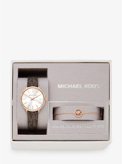 Pyper Logo and Rose Gold-Tone Watch and Bracelet Set