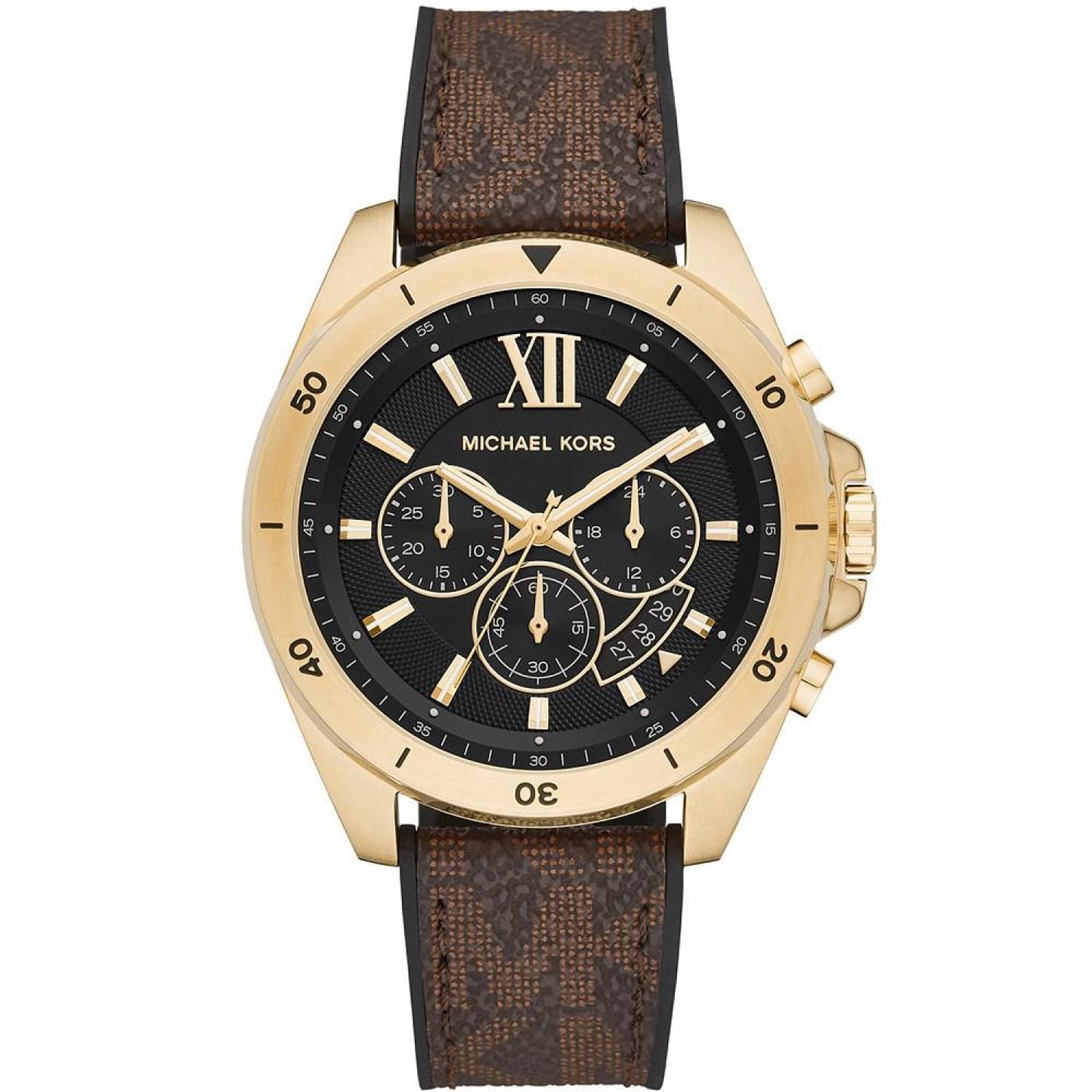 Men's Brecken Chronograph Brown Signature Logo Strap Watch 45mm