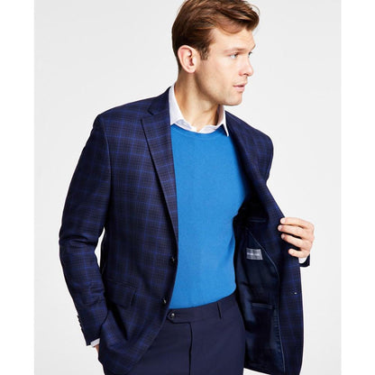 Men's Classic Fit Notch Lapel Plaid Sport Coat