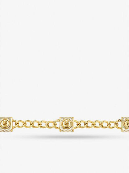 14K Gold-Plated Brass Pavé Lock Trio Necklace