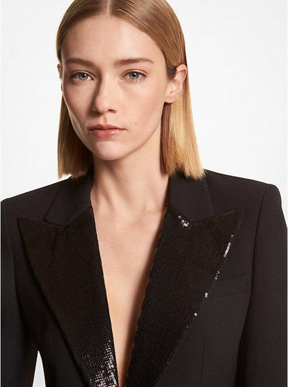 Georgina Hand Embellished Double Crepe Sablé Blazer