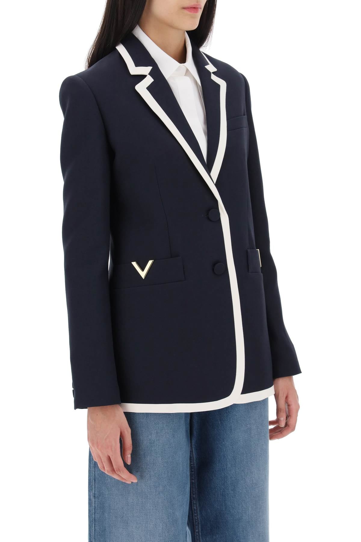 Valentino garavani v gold crepe couture blazer