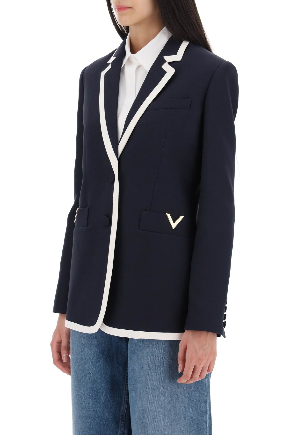 Valentino garavani v gold crepe couture blazer