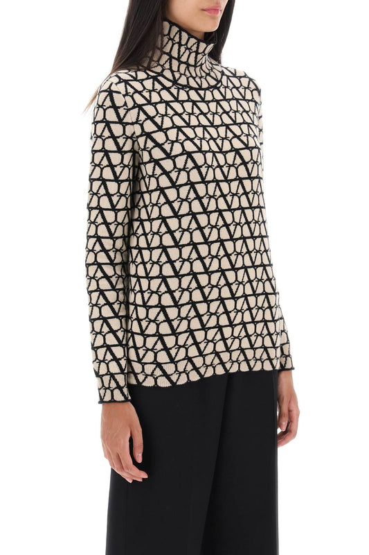 Valentino garavani toile iconographe funnel-neck sweater