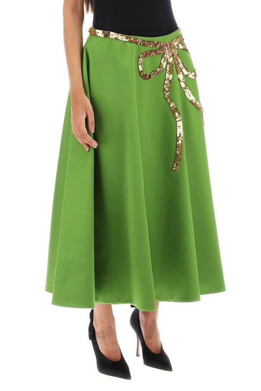 Valentino garavani techno duchesse a-line skirt with sequin-studded bow