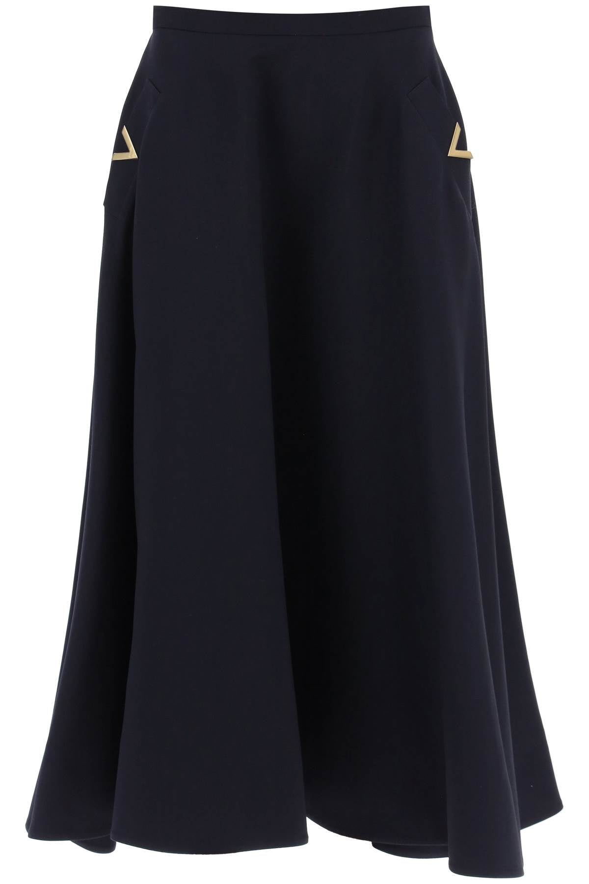 Valentino garavani midi skirt in crepe couture with v gold detailing