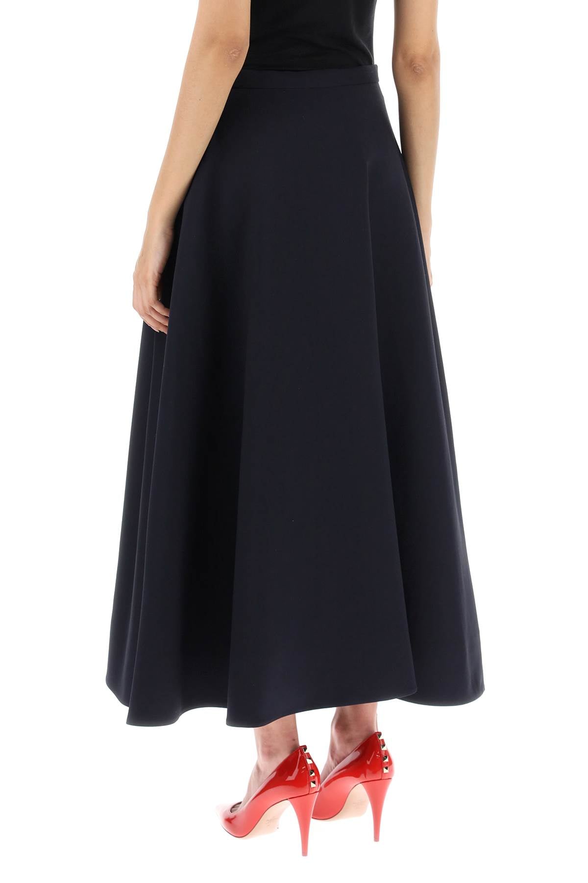 Valentino garavani midi skirt in crepe couture with v gold detailing