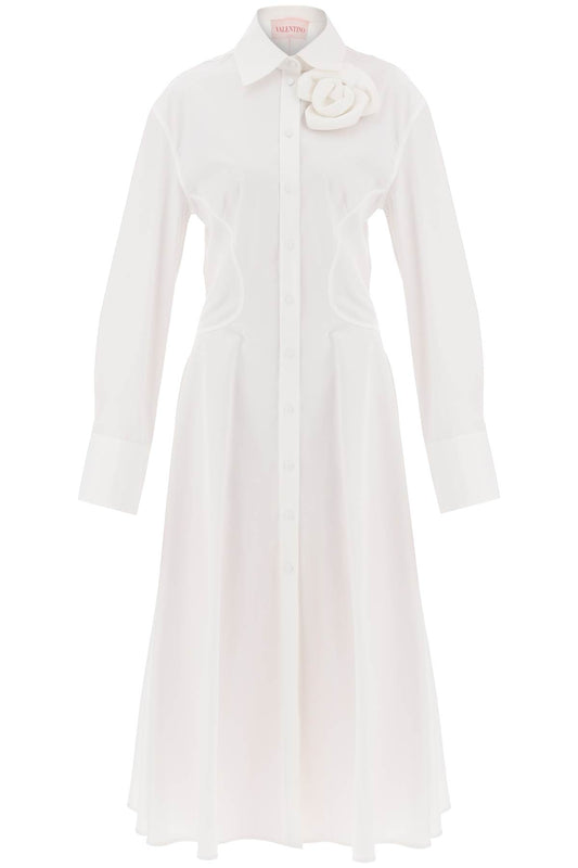 Valentino garavani compact poplin midi dress with rose