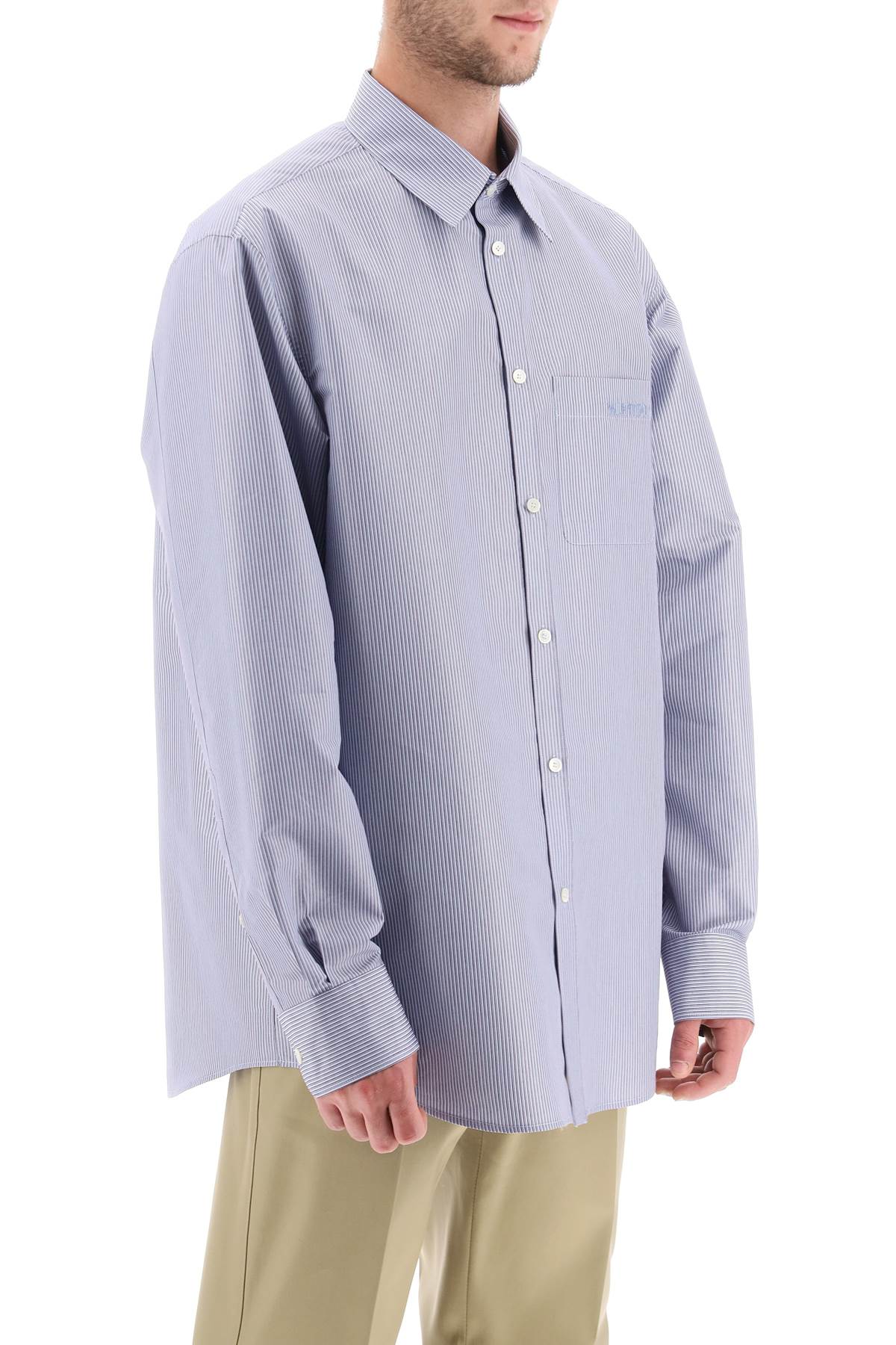 Valentino garavani technical cotton shirt with striped motif