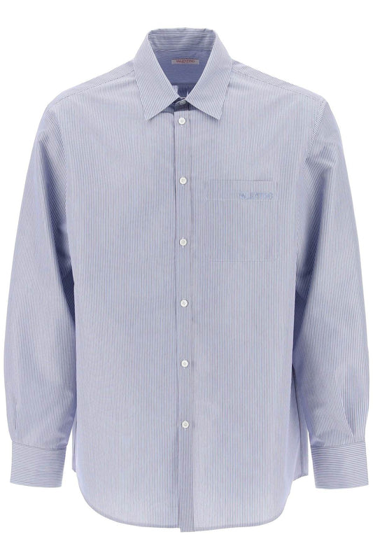 Valentino garavani technical cotton shirt with striped motif