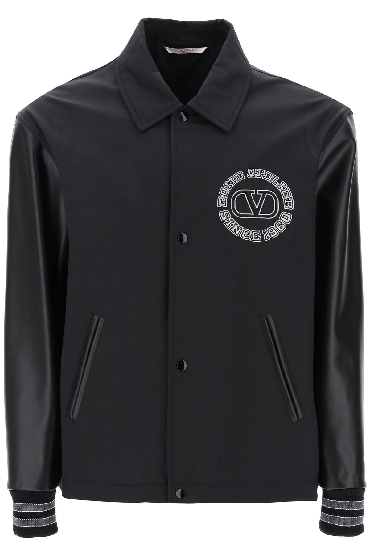 Valentino garavani varsity jacket with leather sleeves